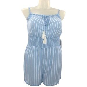 NWT Vine & Valley Blue Striped Tassel Romper Size XL Coastal Boho Cottagecore